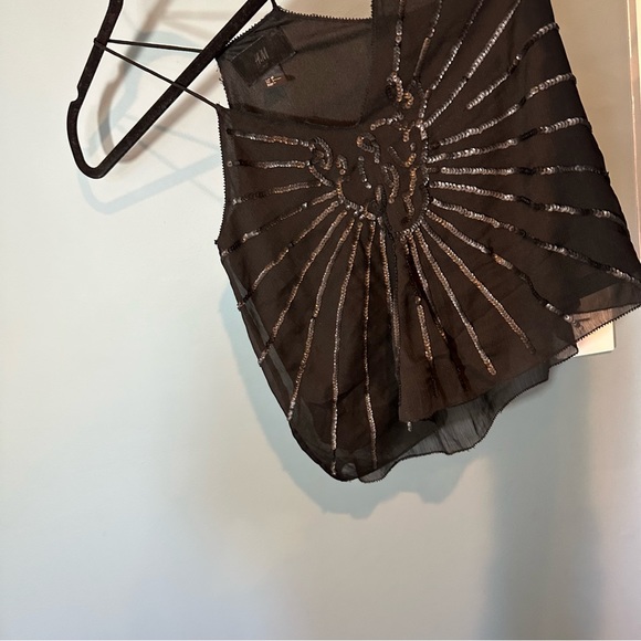 H&M Black Spaghetti Strap Camisole Sequined Blouse - Picture 3 of 8
